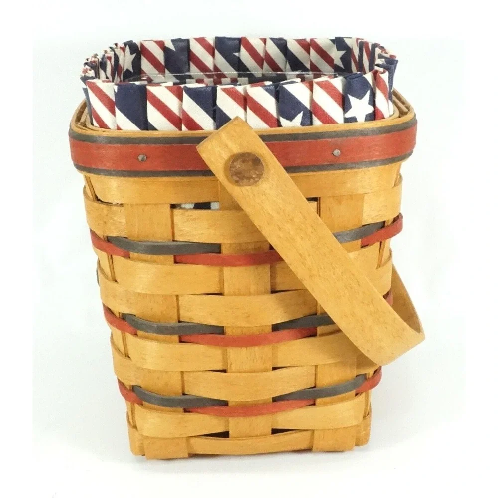 Longaberger Patriotic 1995 Carry-Along All American Basket Combo Liner Protector
